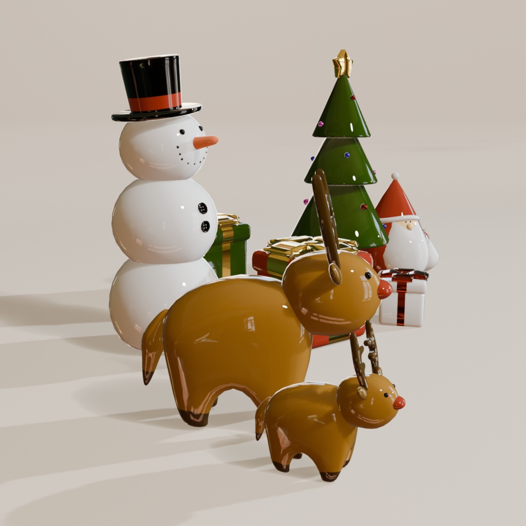 【Blender対応】3Dモデル:Xmasインテリアセット
