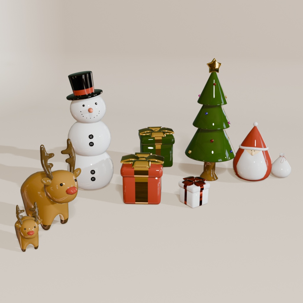 【Blender対応】3Dモデル：Xmasインテリアセット