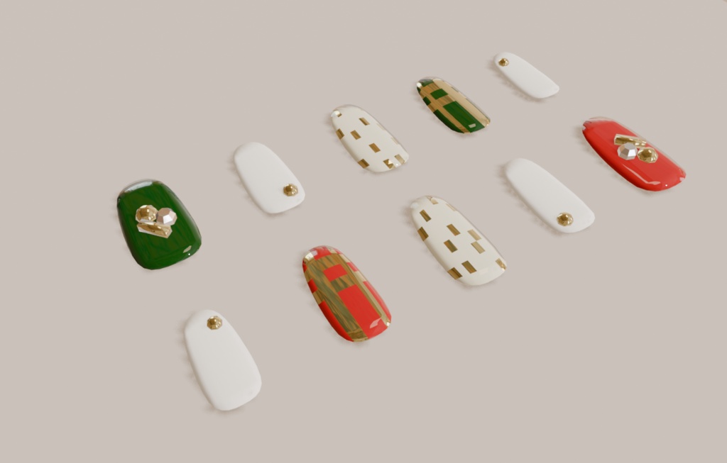 【無料配布】VRChat想定・3Dモデル:Xmasネイル