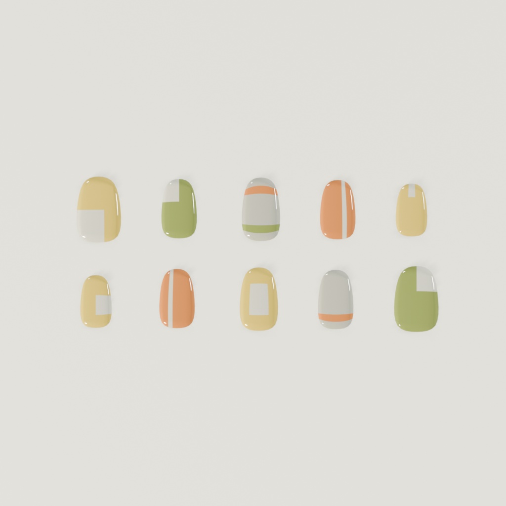 【無料配布】VRChat想定・3Dモデル:ネイルチップ(S/M/L 3サイズセット)