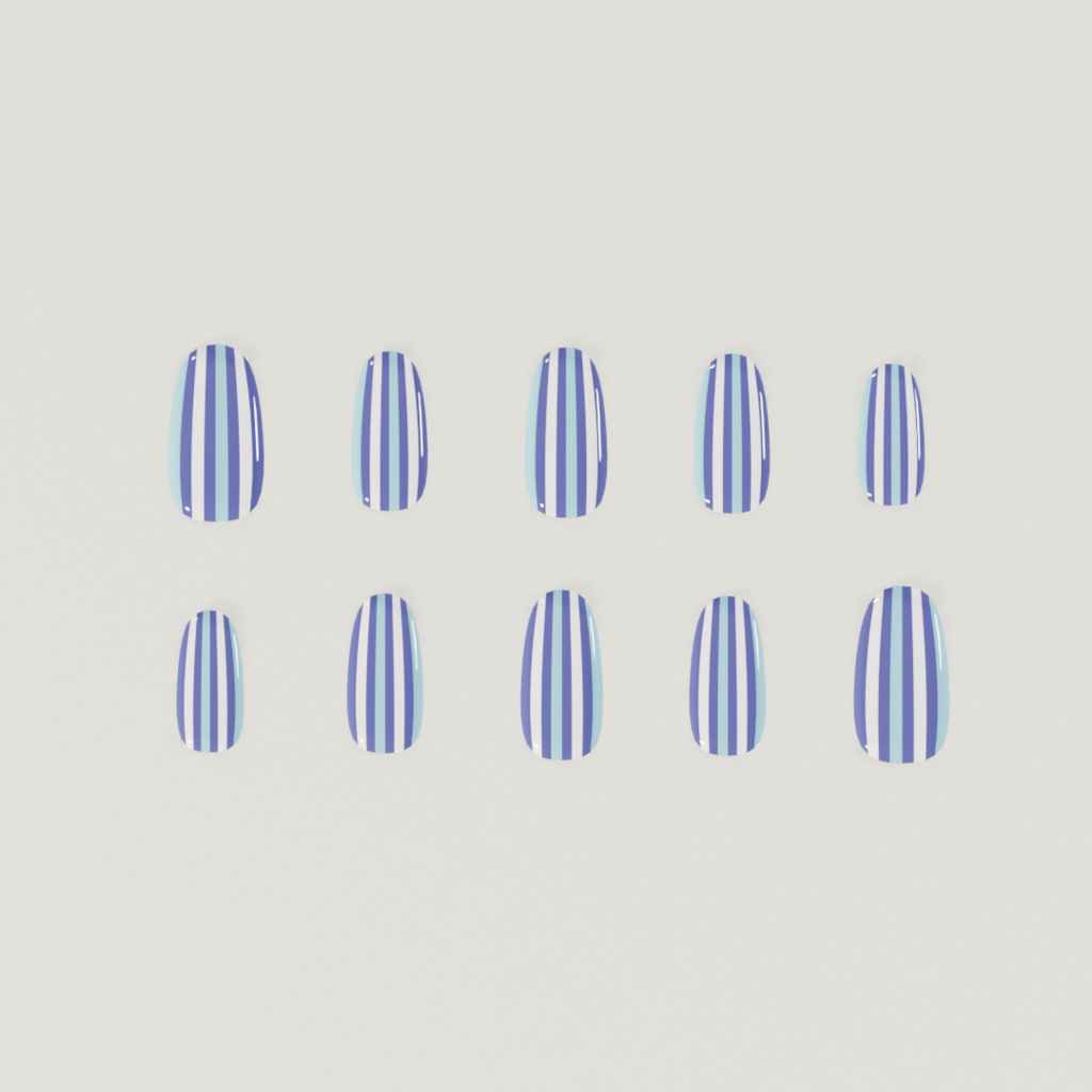 【無料配布】VRChat想定・3Dモデル:ネイルチップ(S/M/L 3サイズセット)