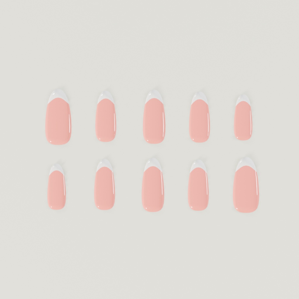 【無料配布】VRChat想定・3Dモデル:ネイルチップ(S/M/L 3サイズセット)