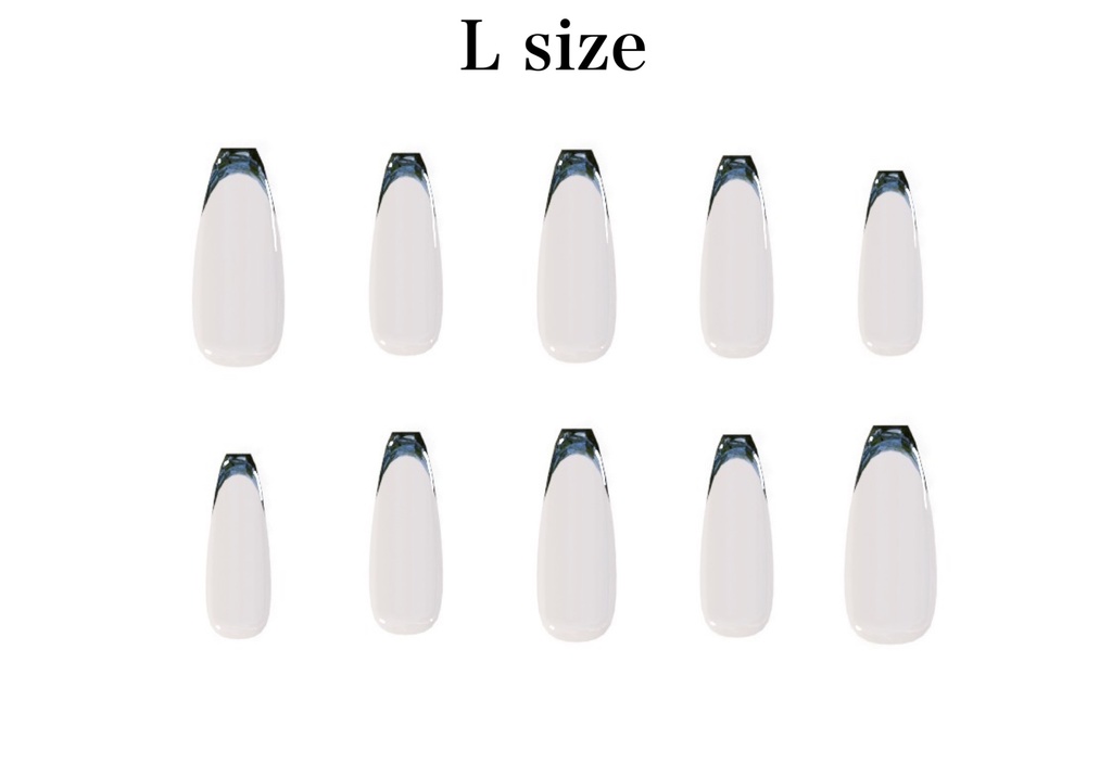 【VRChat想定・3Dモデル】:バレリーナスクエア・ネイルチップ(S/M/L 3サイズセット)