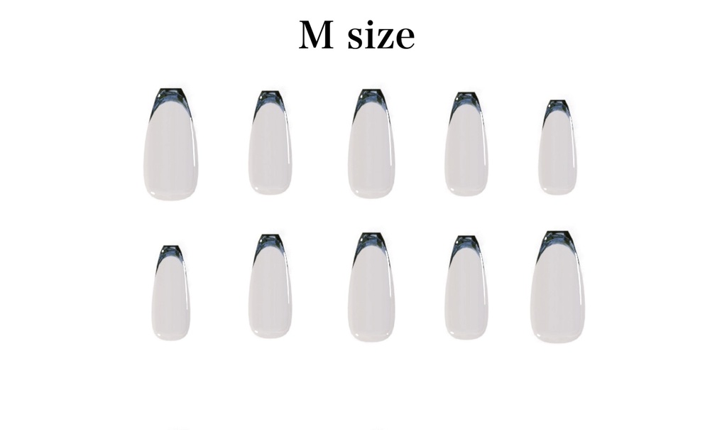 【VRChat想定・3Dモデル】:バレリーナスクエア・ネイルチップ(S/M/L 3サイズセット)