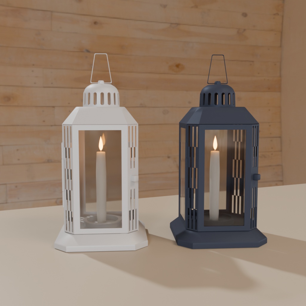 【Blender対応】3Dモデル：キャンドルランタン　2色セット