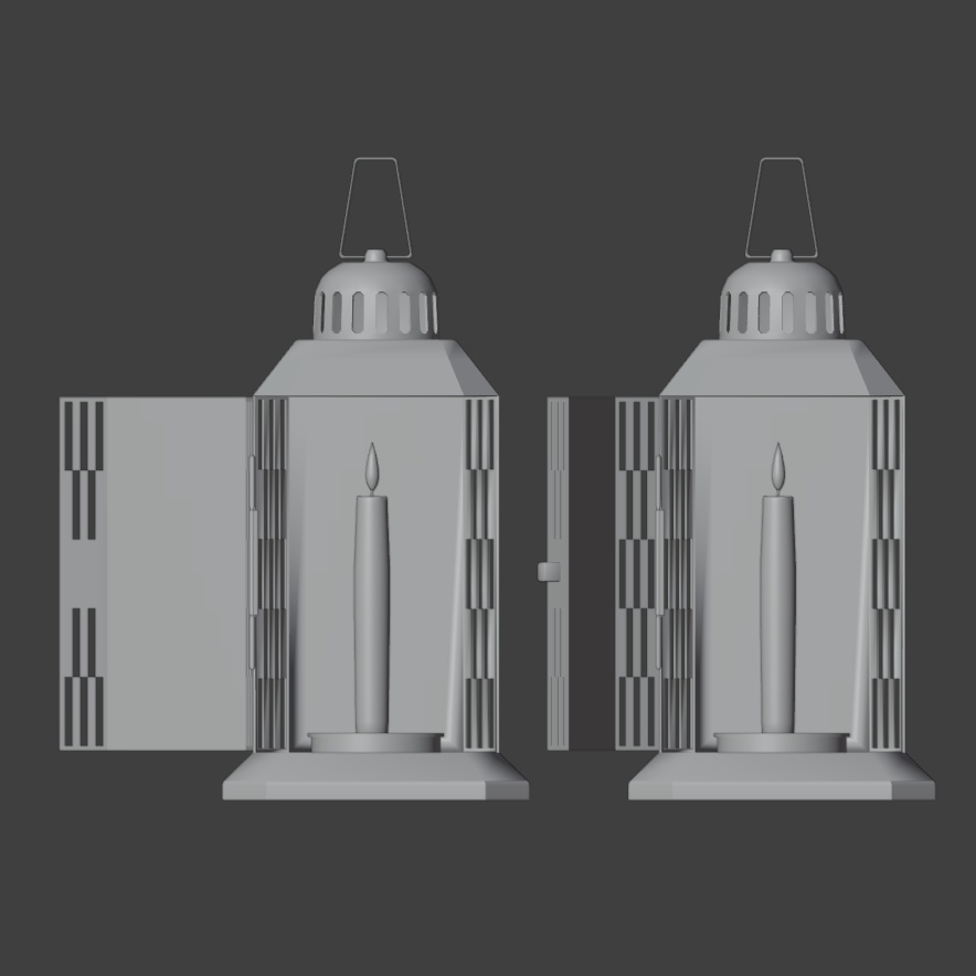 【Blender対応】3Dモデル:キャンドルランタン 2色セット