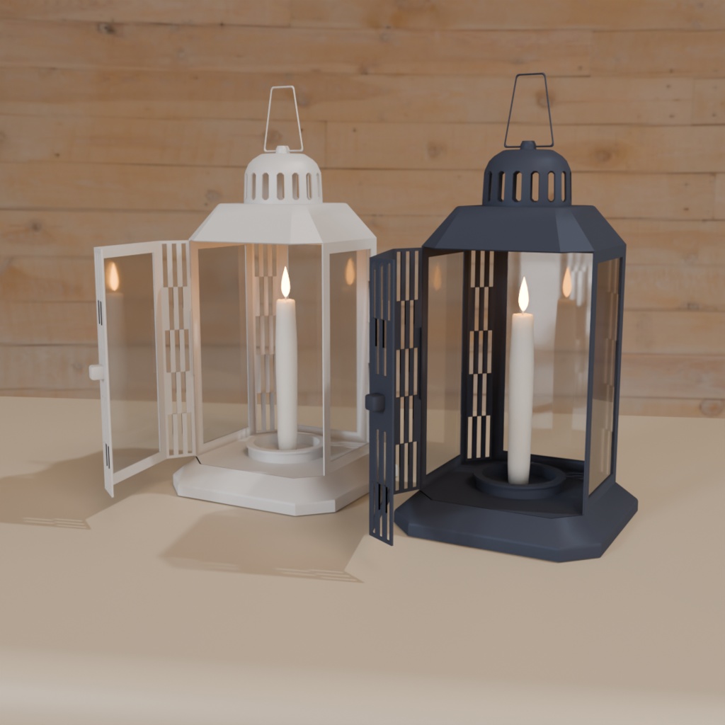 【Blender対応】3Dモデル:キャンドルランタン 2色セット