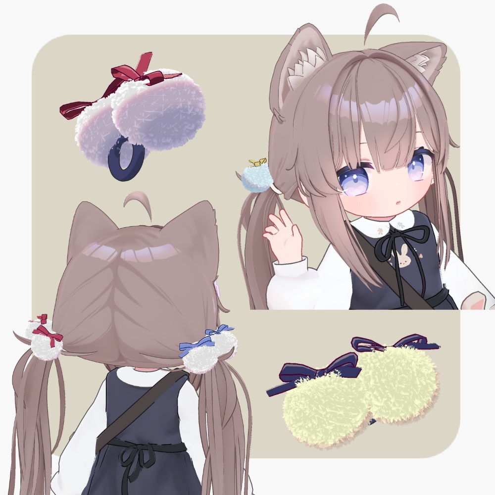 【ひかるん対応】ふわふわファーポンポン(Hikarun hair accessory)