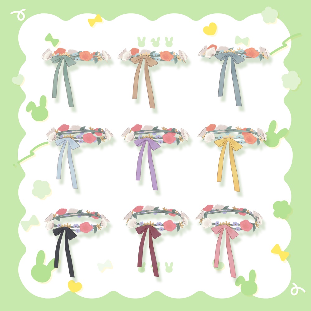 【無料あり】リボンと花のかんむり