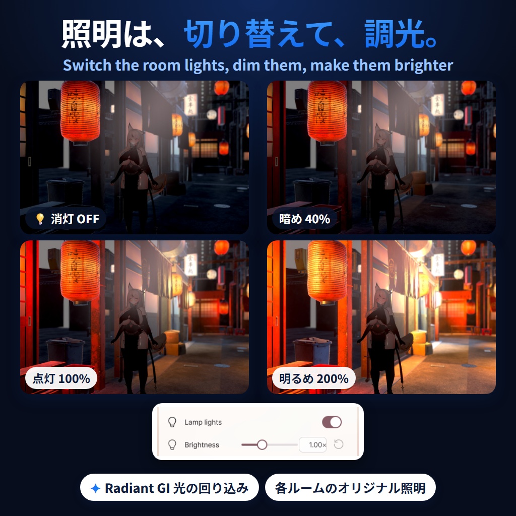 AVATAR LIVE DLC|ルームパック13種・背景をまるごと追加|照明切替・壁が邪魔しない・Basic/PRO対応