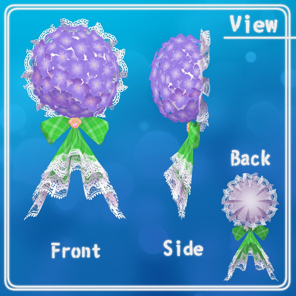 汎用!☔🌸紫陽花シニョンキャップ🌸☔【VRC想定アクセサリー】