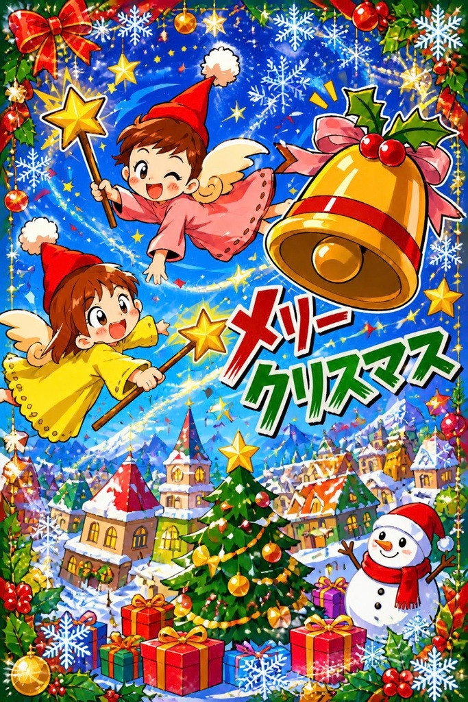 いたずら天使クリスマス・クリアファイル用イラスト