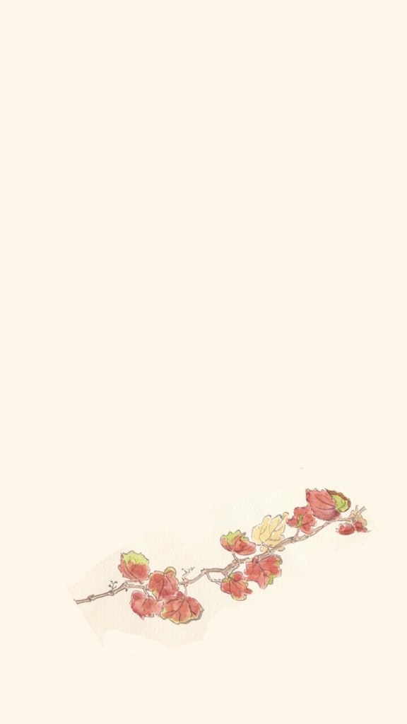 落ち葉のスマホ壁紙（水彩画）