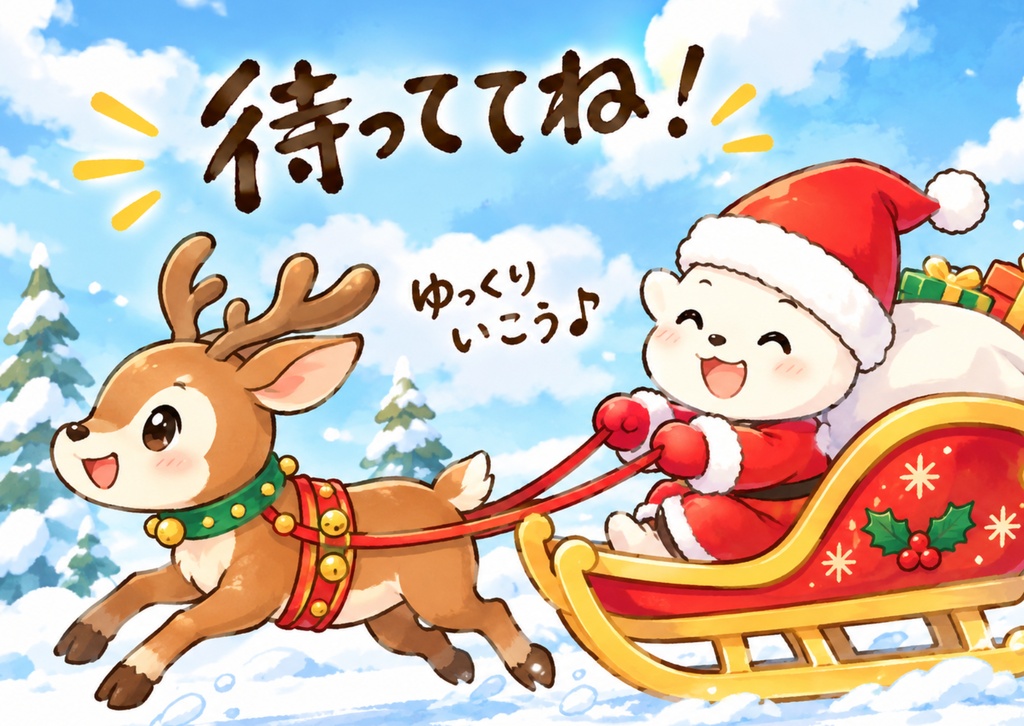 待っててね～そりサンタ（ポストカード用）
