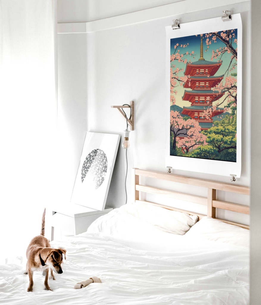桜咲く五重塔 -Sakura Pagoda Wall Art