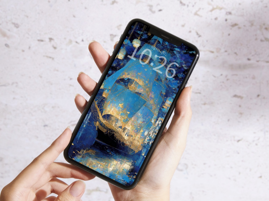 【スマホ壁紙】星海を往く光の船(2枚セット)