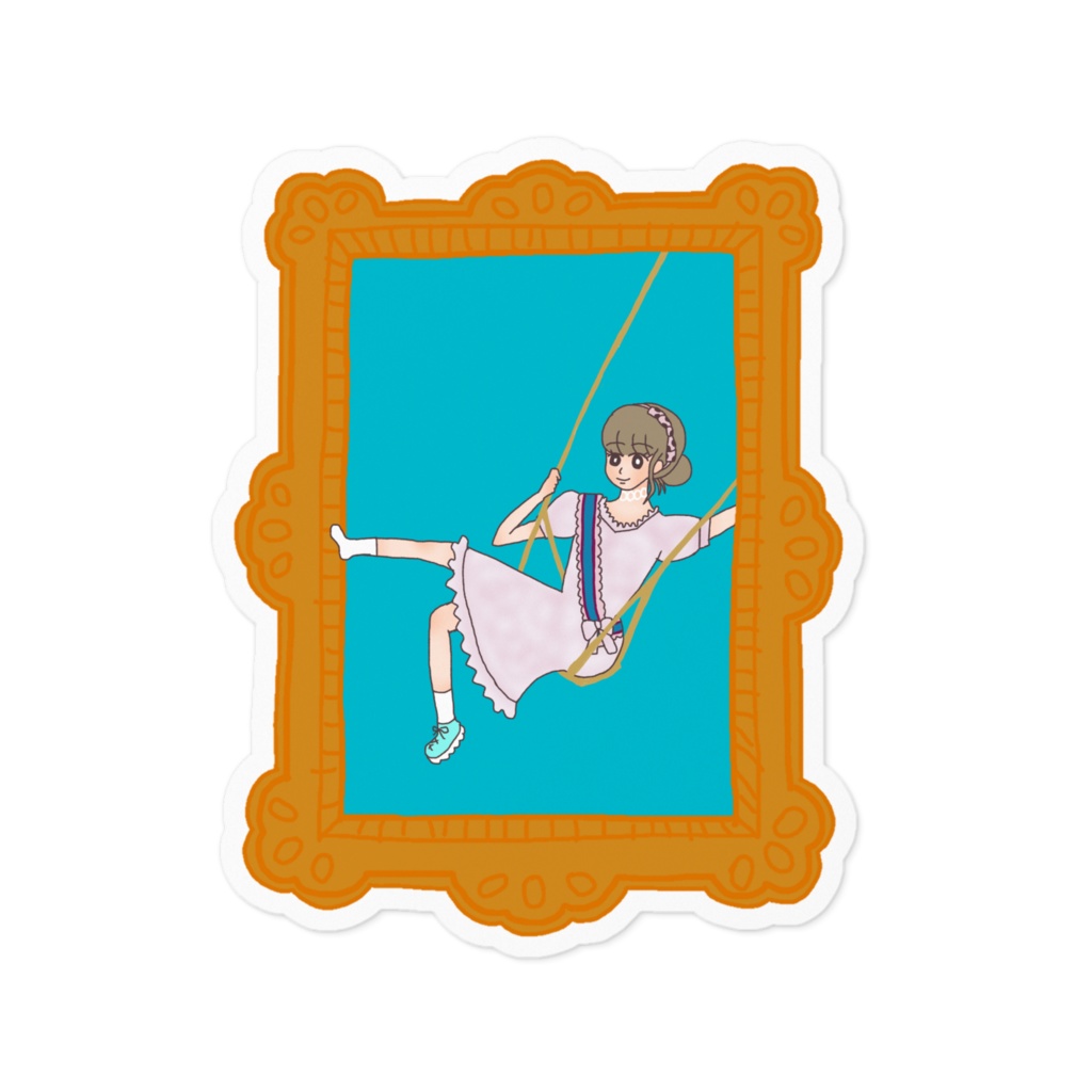 「ブランコに乗るりあぴ」のステッカー