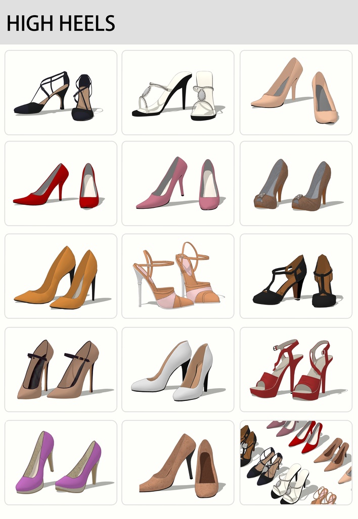  多种款式的高跟鞋