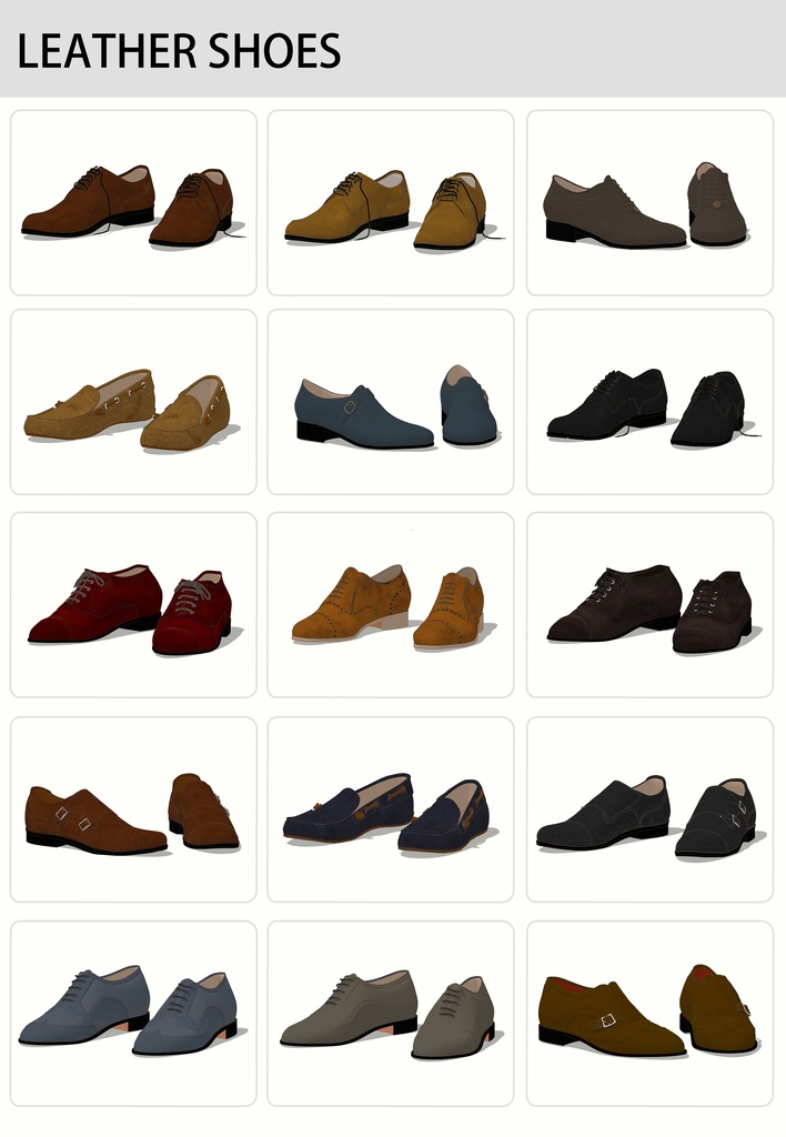 多种款式的男士皮鞋
