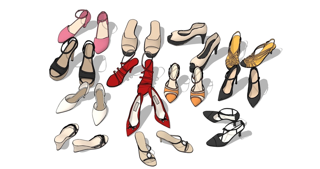 不同样式的高跟鞋
