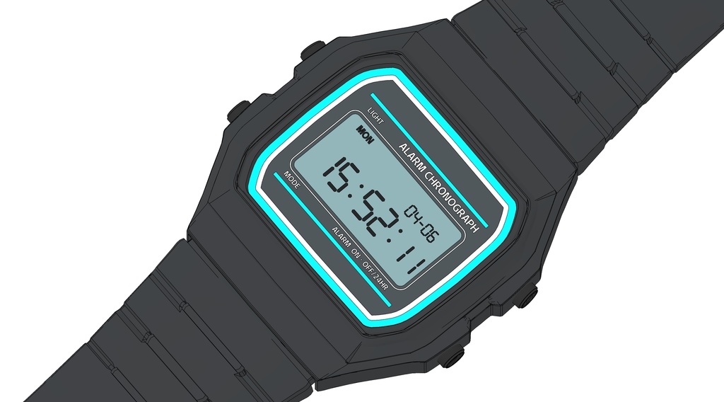 可调时间且多种颜色的电子手表