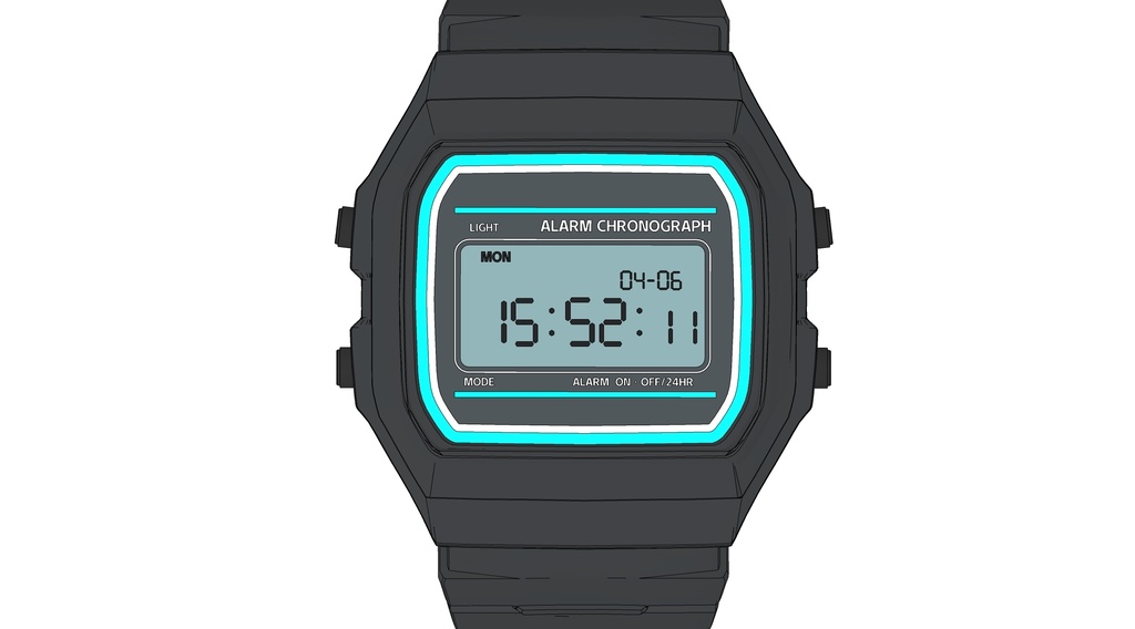 可调时间且多种颜色的电子手表