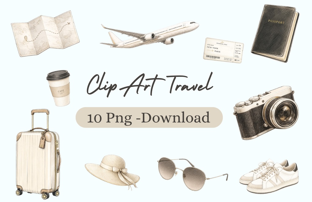 トラベルイラスト素材 10点 Chic Travel Sketch