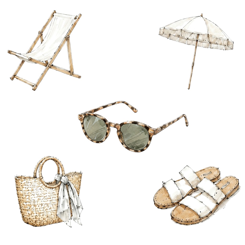 夏のリゾートClipArt 15点セット/Summer Resort ClipArt Set