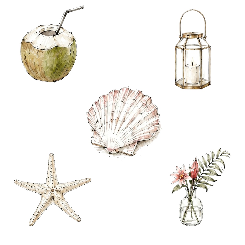 夏のリゾートClipArt 15点セット/Summer Resort ClipArt Set