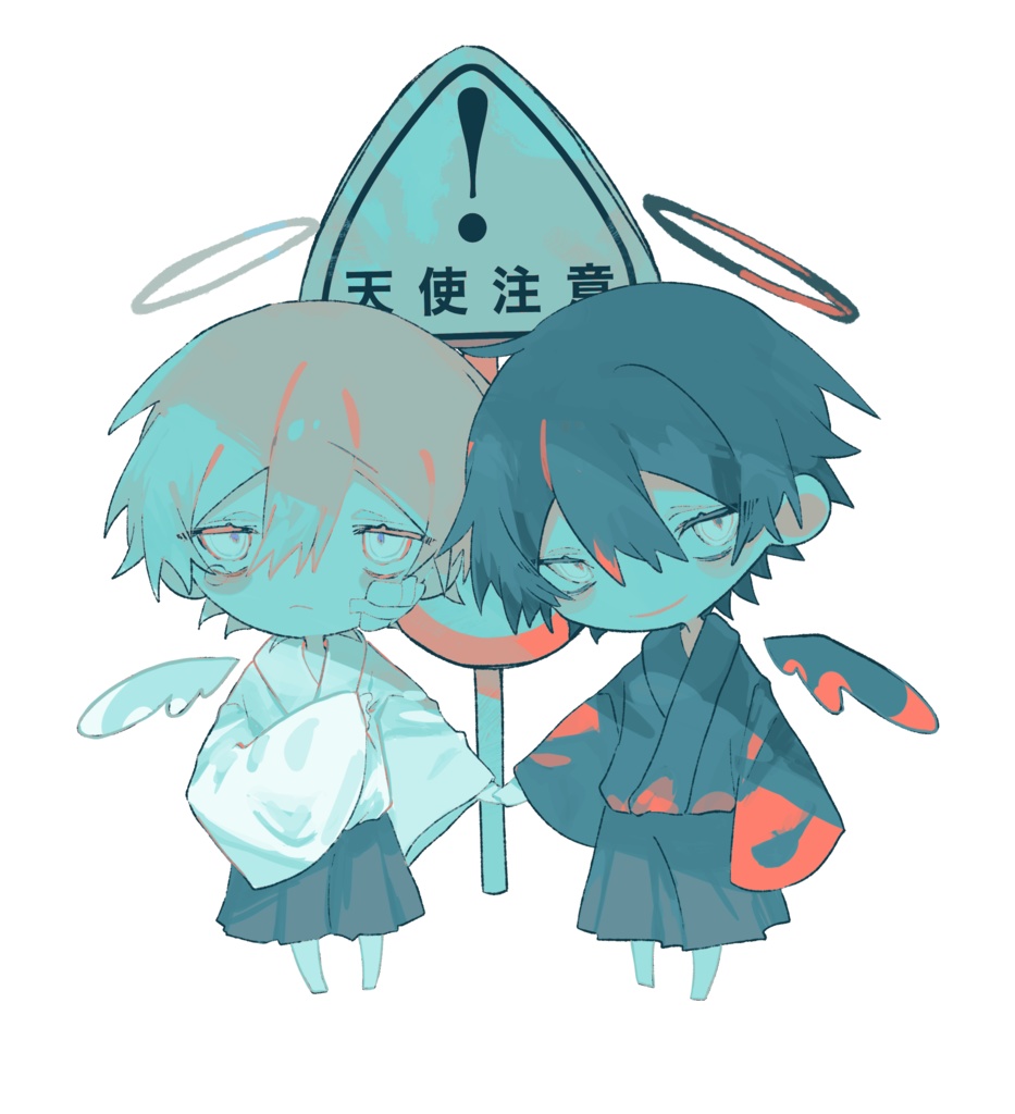 ステッカー(シロ&クロ天使注意ver.)