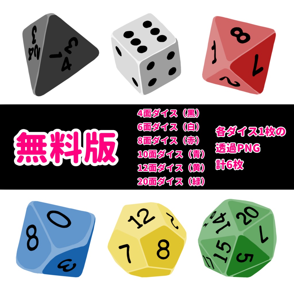 【無料版 / お布施版】ダイスの画像素材