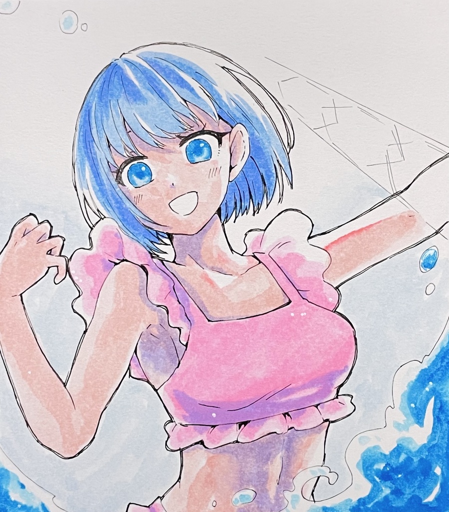 イラスト色紙　海