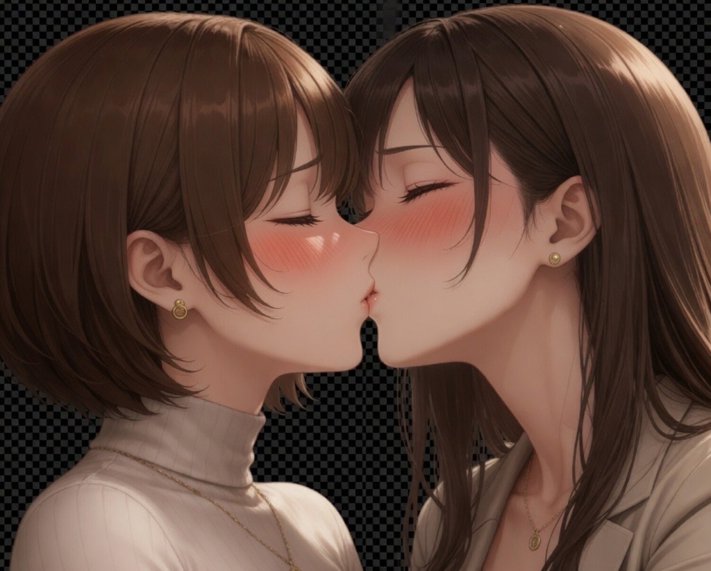 【透明背景】大人百合ペア キス&デート立ち絵素材