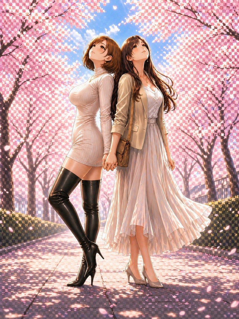 【透明背景】大人百合ペア キス＆デート立ち絵素材