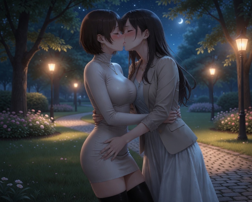 【透明背景】大人百合ペア キス&デート立ち絵素材
