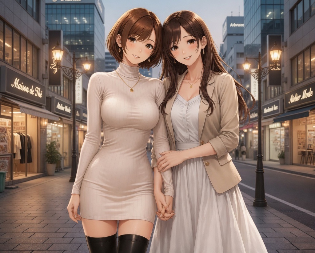 【透明背景】大人百合ペア キス&デート立ち絵素材