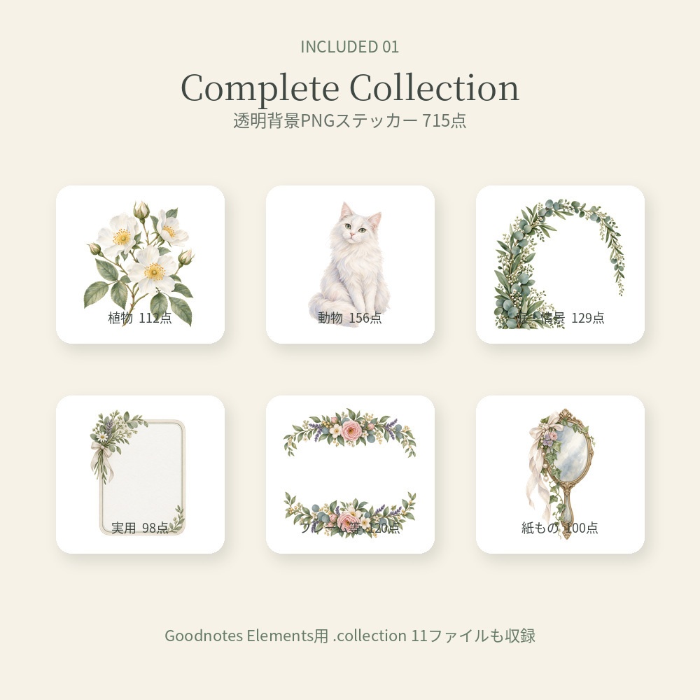 Quiet Garden Ultimate Bundle|715点デジタルステッカー+72デザインカバー|Goodnotes対応