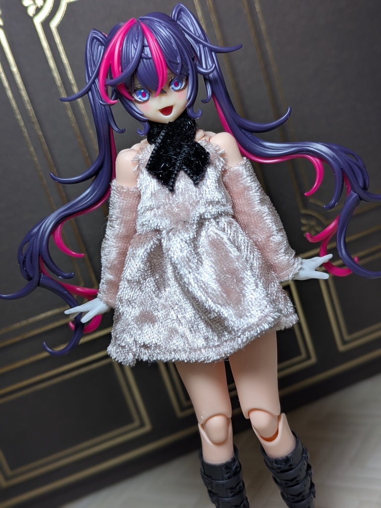 ベロアミニワンピース 袖付き