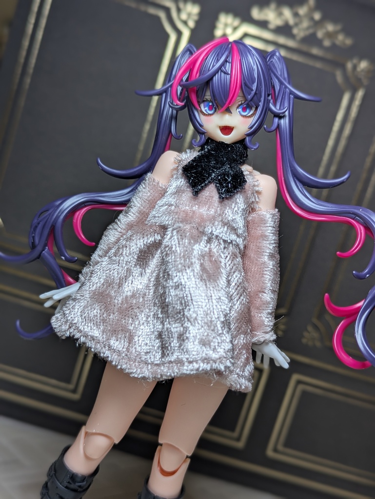 ベロアミニワンピース　袖付き