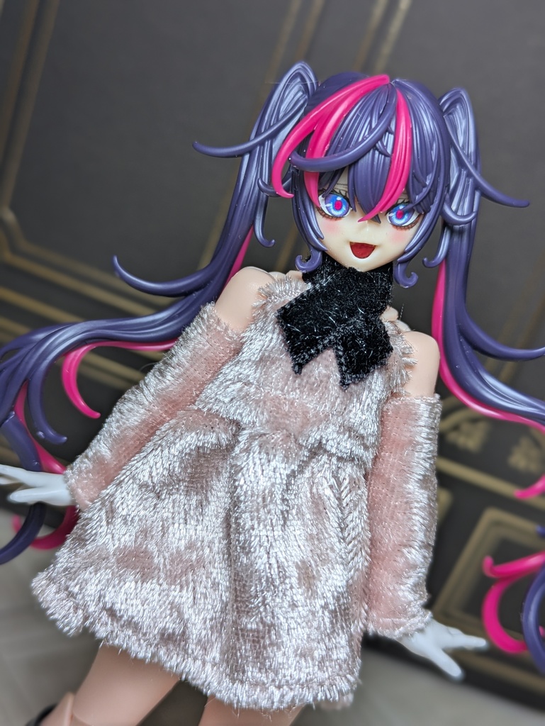 ベロアミニワンピース 袖付き