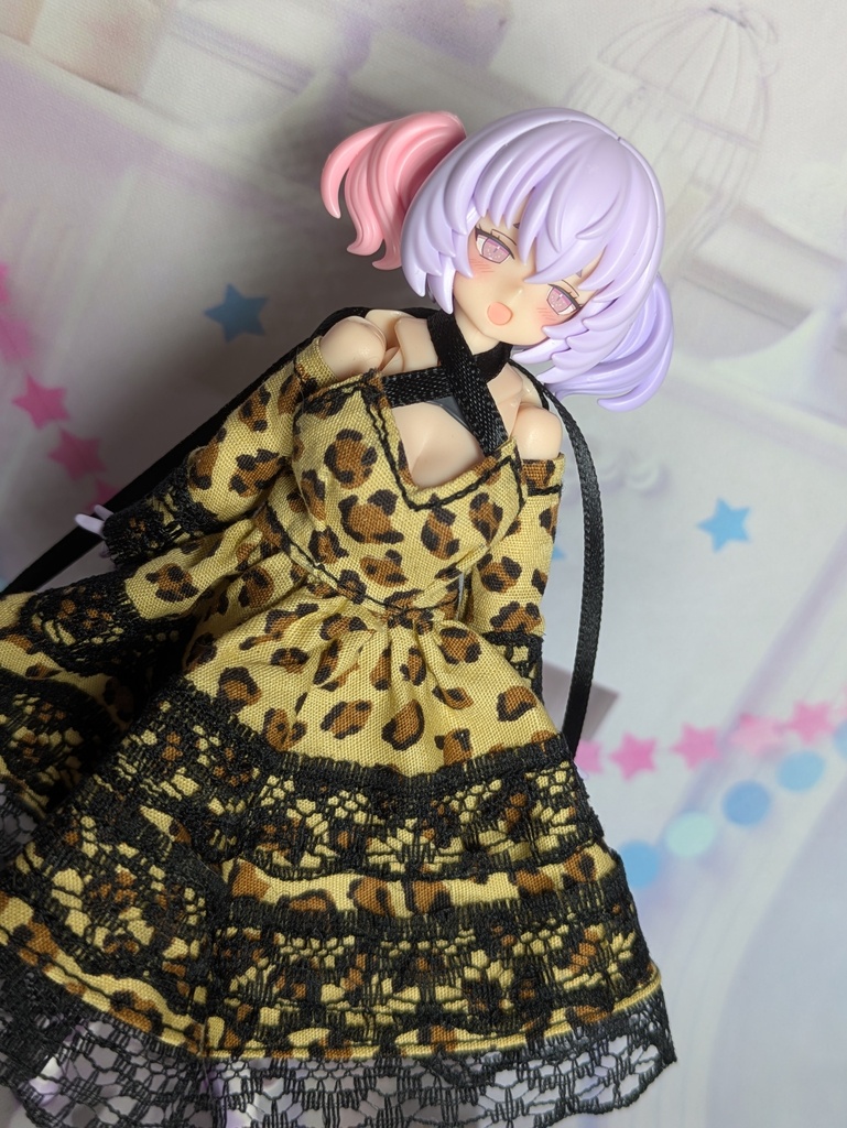 欲張りレースドレスMサイズ 袖付き ヒョウ柄