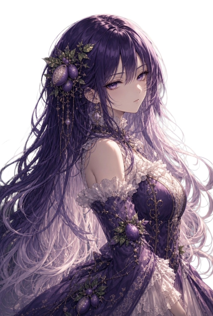 【商用可/背景透過】TRPG・ゲーム立ち絵：アケビドレスのゴスロリ少女（4枚セット） / Cute Akebi Goth-Loli Girl Sprite [Commercial Use OK]