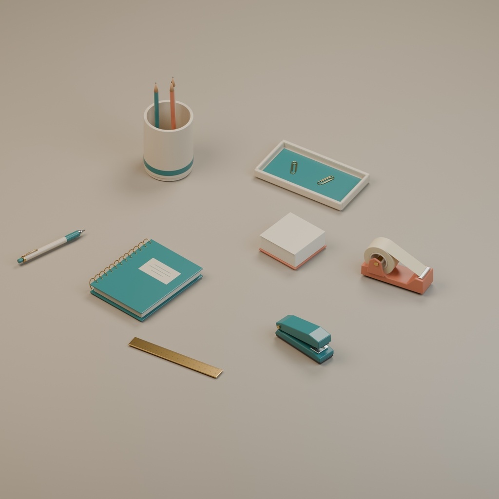 ATELIER Desktop Props v1.3 | Blender・GLB デスク小物10種（無料）