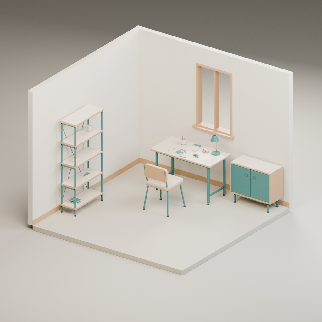 ATELIER Small Home Office v1.1 | Blender ホームオフィスキット