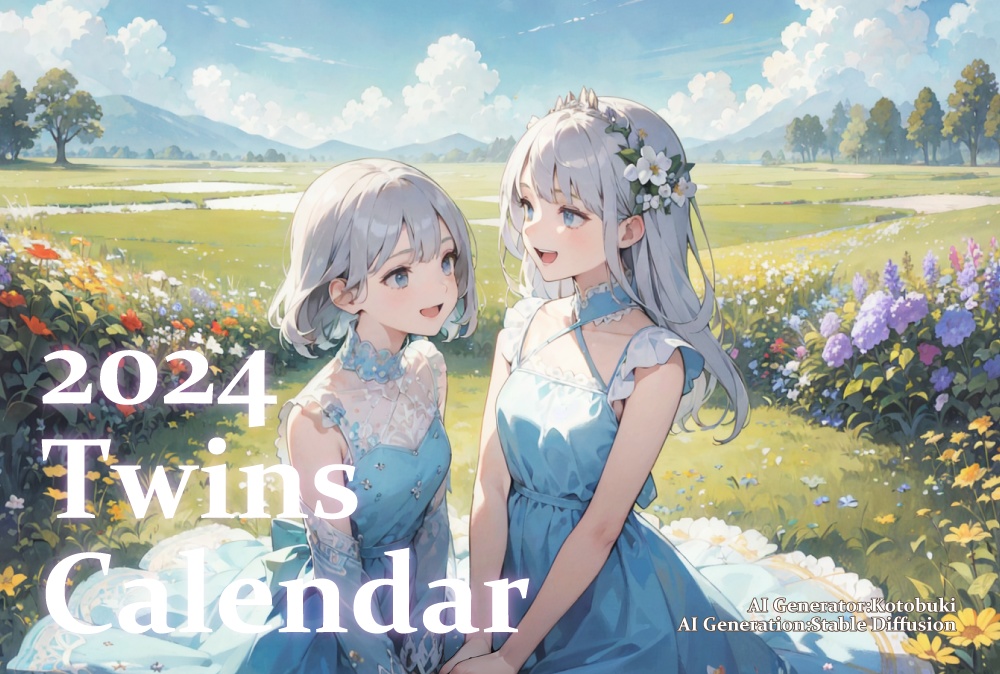 [AIイラスト]2024双子カレンダー