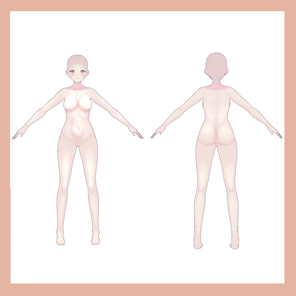 【VRoid対応】リアル風やわふわ肌テクスチャ(女性用PNGデータ)