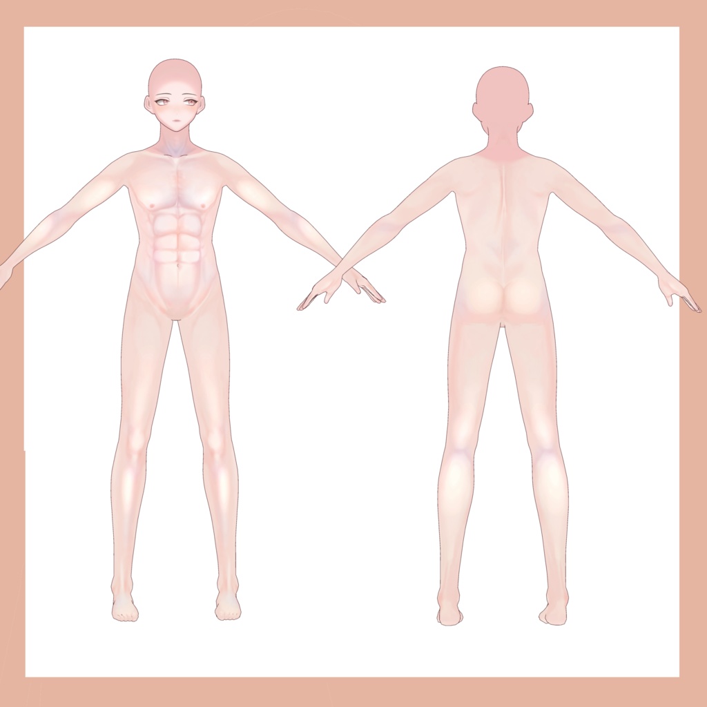 【VRoid対応】透明感のある筋肉ツヤボディテクスチャ(男性用PNGデータ)