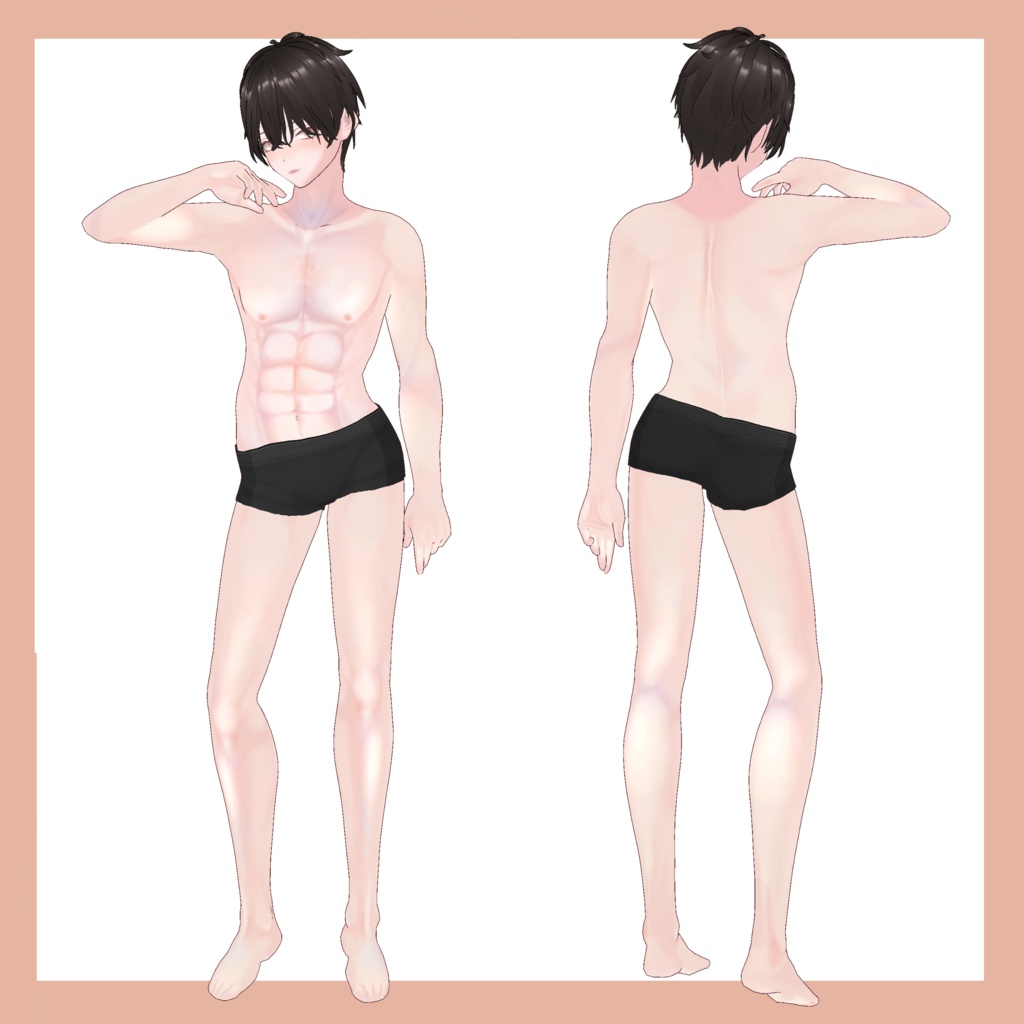 【VRoid対応】透明感のある筋肉ツヤボディテクスチャ(男性用PNGデータ)