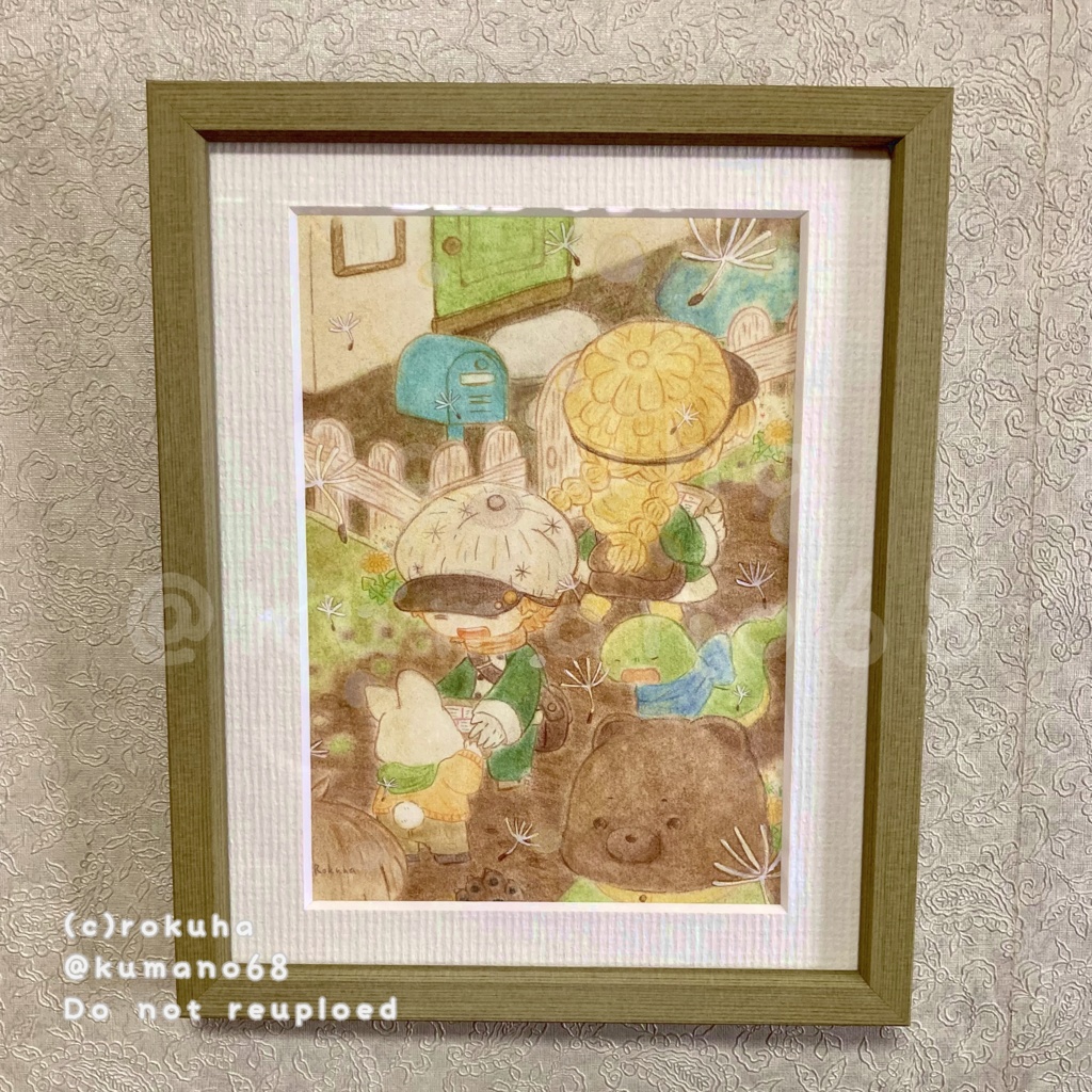 額装原画作品「たんぽぽ郵便」