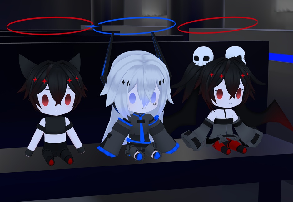 【VRC想定】断罪君&懺悔ちゃん君&ノイズ君ぬいぐるみ